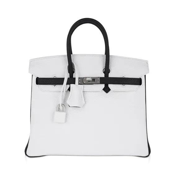 Birkin 25 Bag White w/ Black