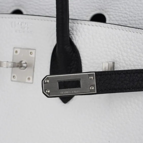 Birkin 25 Bag White w/ Black