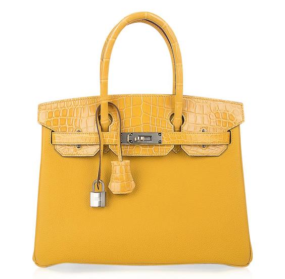 Birkin Touch 30 Bag Jaune Ambre Crocodile