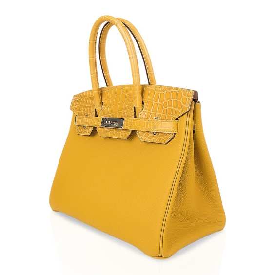 Birkin Touch 30 Bag Jaune Ambre Crocodile